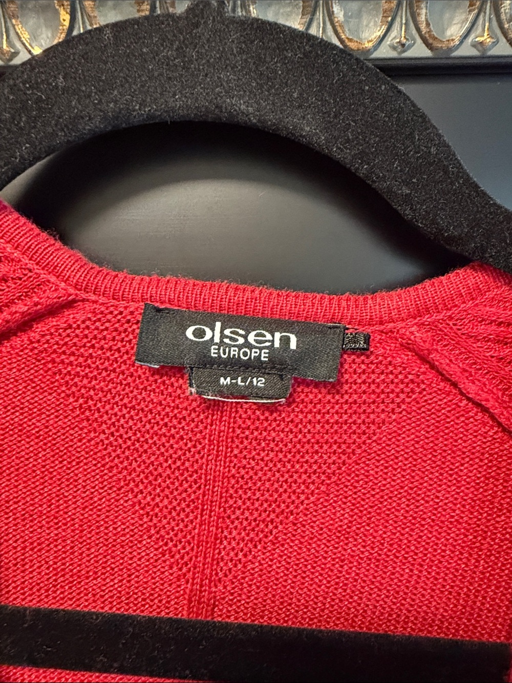 Open-Front Red Ribbed Cardigan - Picture 2 of 3